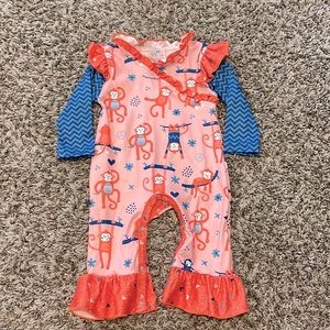 Pete and Lucy new with tags romper monkey pattern size 0-3 month